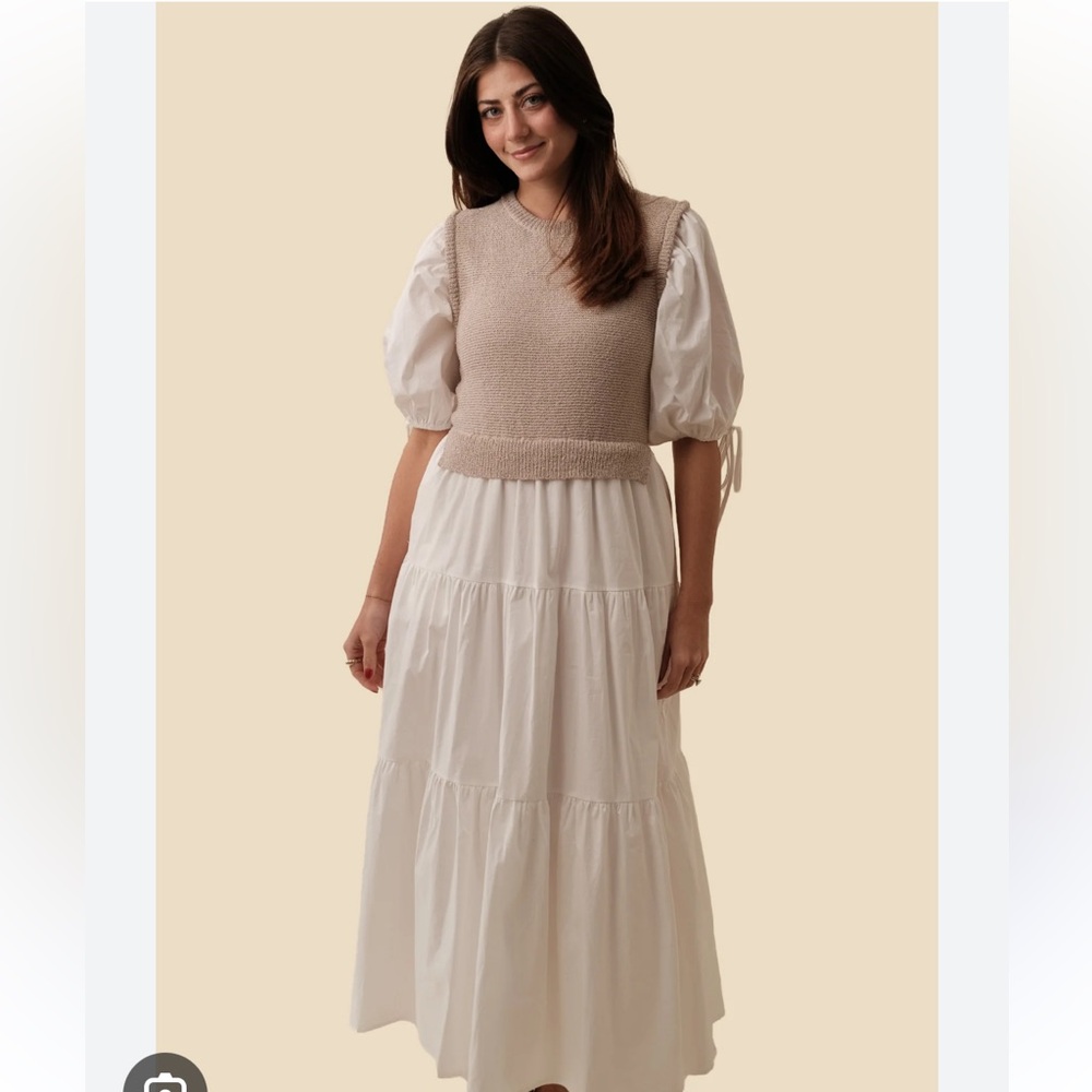 Sofie the Label Knit White Tiered Maxi Dress